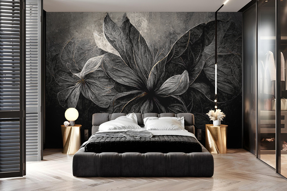 Fototapeta Czarna Tkanina Liści