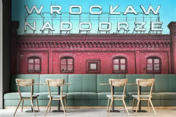 Fototapeta artystyczna Station B&W stacja Wrocław Nadodrze kolor