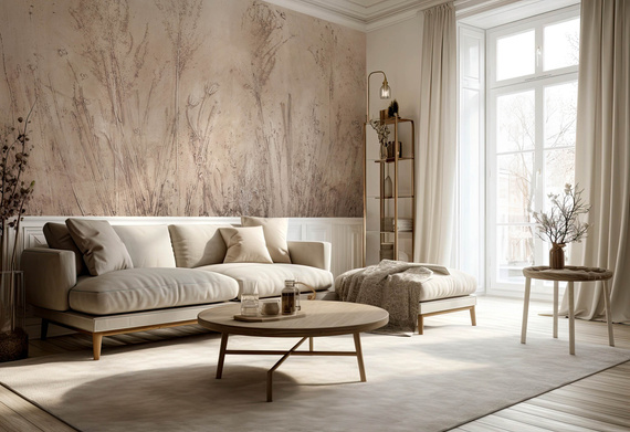 Tapeta artystyczna Wallart Pampa trawy kwiaty