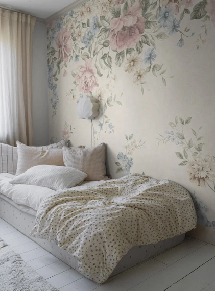 Mural Flower Garden 6944 kwiaty kwiatki w pastelowych kolorach