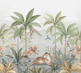 Mural Wild Jungle 6945 tygrysy małpy dżungla