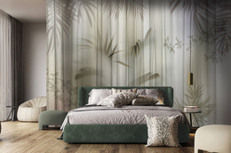 Fototapeta Liście W Abstrakcyjnej Szarej Mgle