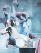 Romantyczny mural Flamingi i Nimfy Soho blue