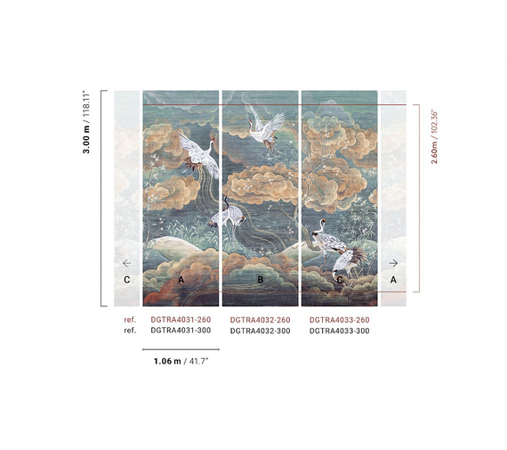 Mural Masureel Byobu DGTRA4031- 4033 żurawie