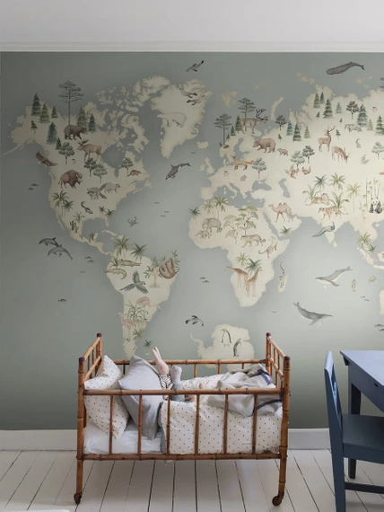 Mural Magic Forest 6946 Mapa świata zwierzęta