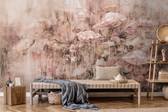 Tapeta artystyczna Wallart Pandora Light kwiaty abstrakcja