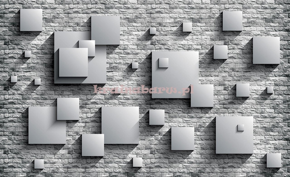 Fototapeta 3443 ABSTRAKCJA 3 D MUR z KWADRATAMI