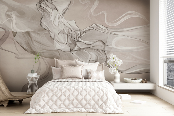 Fototapeta Autorska Beżowa Luksusowa Fala