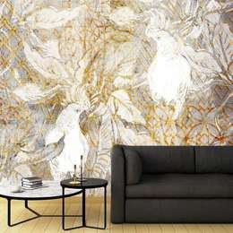 Fototapeta Papugi Złoto Biel