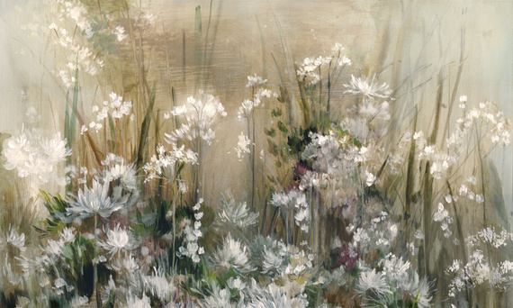 Tapeta artystyczna Wallart Amarillo kwiaty trawy