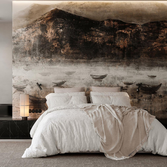 Tapeta artystyczna Wallart Barca łódki morze góry