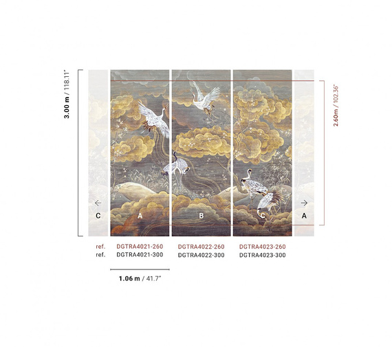 Mural Masureel Byobu DGTRA4021- 4023 żurawie