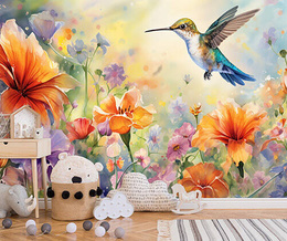 Fototapeta 15017 Koliber, kwiaty - AI