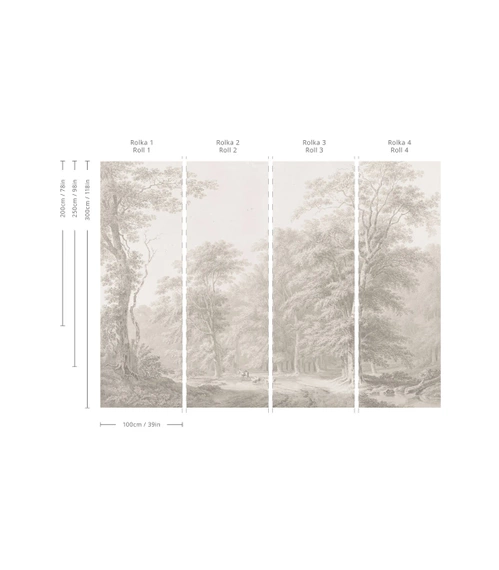 Tapeta Artystyczna Watercolor Grove Beige