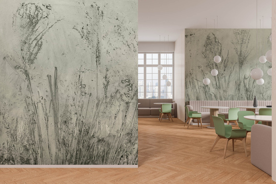 Tapeta artystyczna Wallart Pampa Sage trawy kwiaty