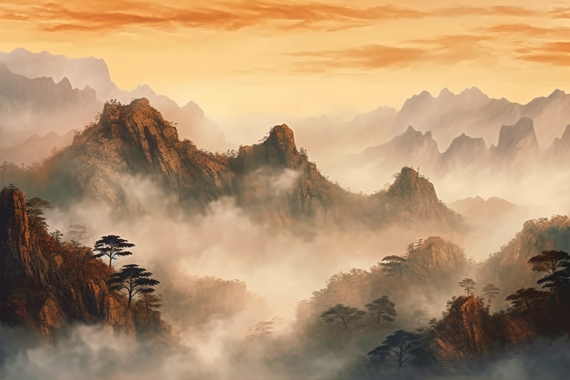 Tapeta Artystyczna Montagne et Ciel Huang Shan MH108