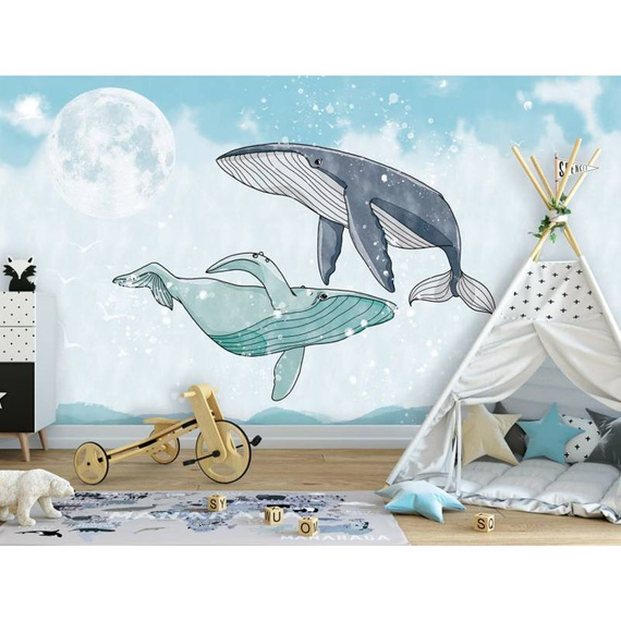 Fototapeta 14120 - Dziecięca Zwierzęta Skaczące Wieloryby Ocean