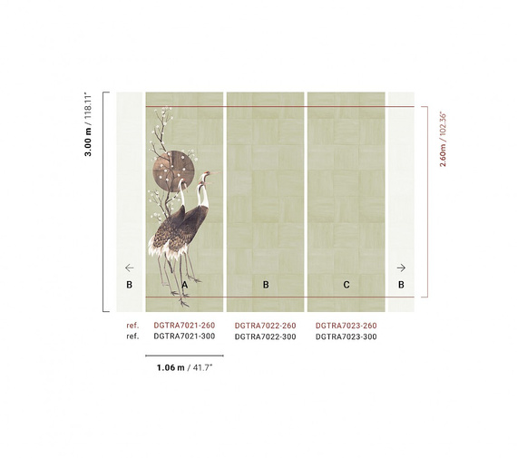 Mural Masureel Tsuro DGTRA7021- 7023 żurawie