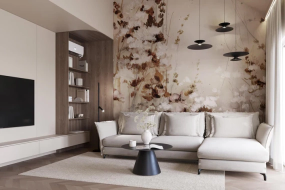 Tapeta artystyczna Wallart Marron kwiaty 