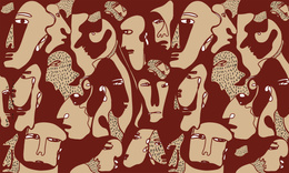 Tapeta artystyczna Wallart Faces Burgundy twarze abstrakcja