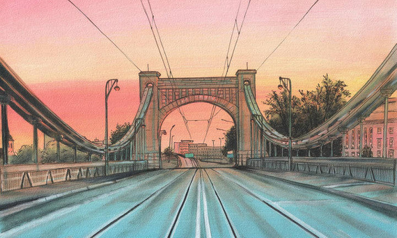 Fototapeta artystyczna Bridge B&W  Most Grunwaldzki Wrocław kolor