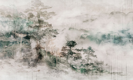 Tapeta artystyczna Wallart Bonzai drzewa las góry