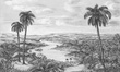 Fototapeta artystyczna Palm palmy rzeka grafika