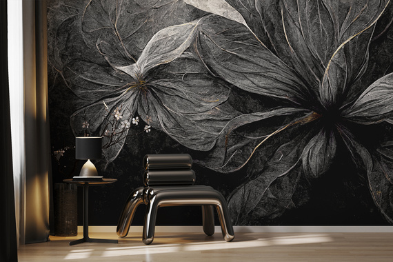 Fototapeta Czarna Tkanina Liści