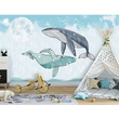 Fototapeta 14120 - Dziecięca Zwierzęta Skaczące Wieloryby Ocean