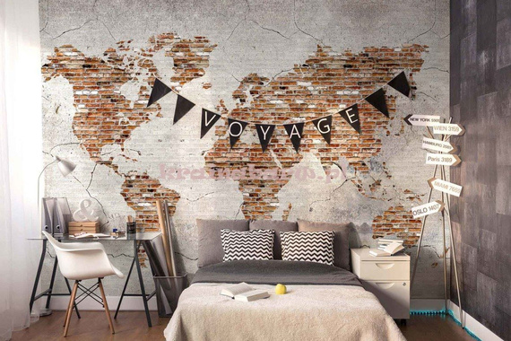 Fototapeta Mapa świata cegły Loft Map