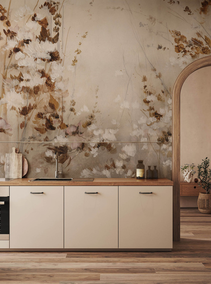 Tapeta artystyczna Wallart Marron kwiaty 