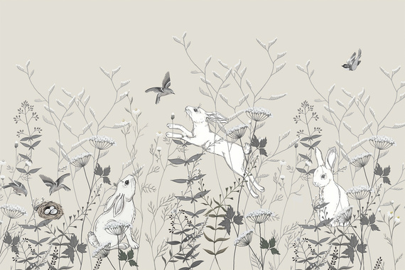 Fototapeta Polne Kwiaty I Króliczki