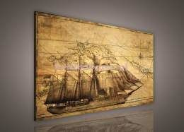Obraz na płótnie PP145O1 Okręt na mapie