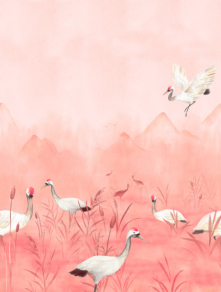 Tapeta Mural CW6050-1 Crane Dance Meadow