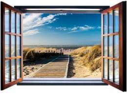 Fototapeta na flizelinie 1054VEZ4 Plaża widok przez otwarte okno