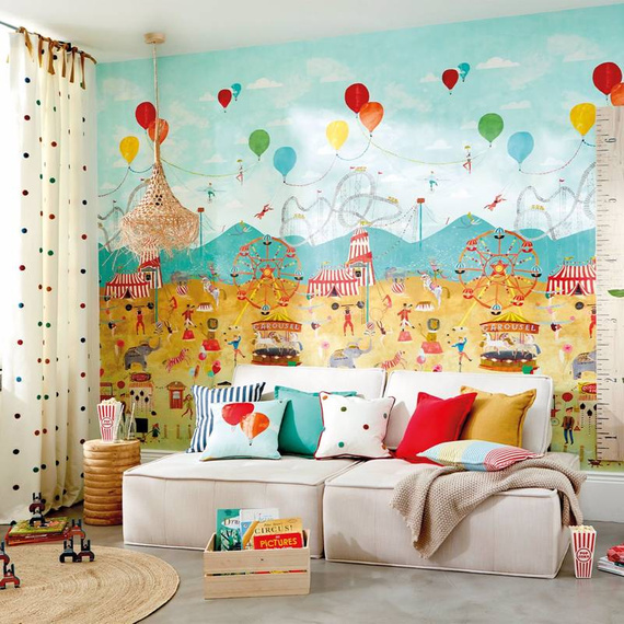 Mural dla dzieci 112647 Bajeczny Cyrk karuzele zwierzęta balony