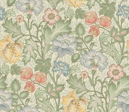 Mural 2036 w skandynawskim stylu kolorowe kwiaty liście na jasnym tle