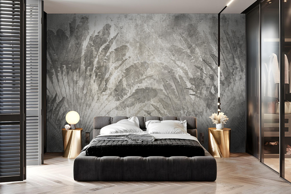 Fototapeta Liści Z Efektem Betonu