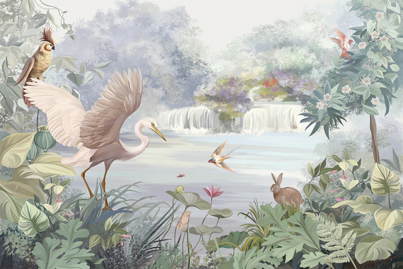 Fototapeta Magiczne Wodospady i Ptaki