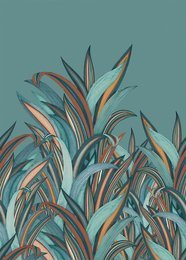 Mural na flizelinie 542240 liście na niebieskim tle