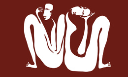 Tapeta artystyczna Wallart Couple Burgundy dwie postacie abstrakcja