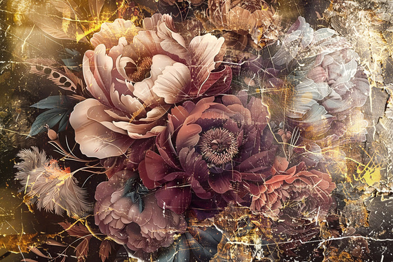 Fototapeta Piękne kwiaty w stylu retro 42