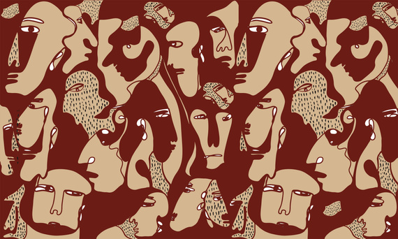 Tapeta artystyczna Wallart Faces Burgundy twarze abstrakcja