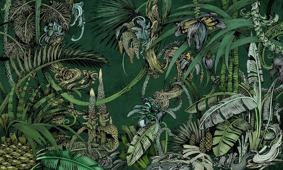 Oryginalny mural Liście kwiaty Tropic
