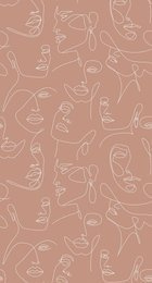 Nowoczesny Mural 158960 Twarze Line Art  Faces tracotta