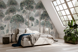 Fototapeta Akwarela Las We Mgle