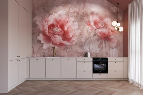 Tapeta artystyczna Wallart Papaveri Mocha kwiaty