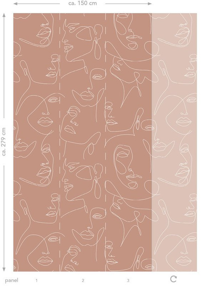Nowoczesny Mural 158960 Twarze Line Art  Faces tracotta 