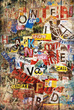 Plakat 636 GRUNGE STYLE kolorowe litery napisy